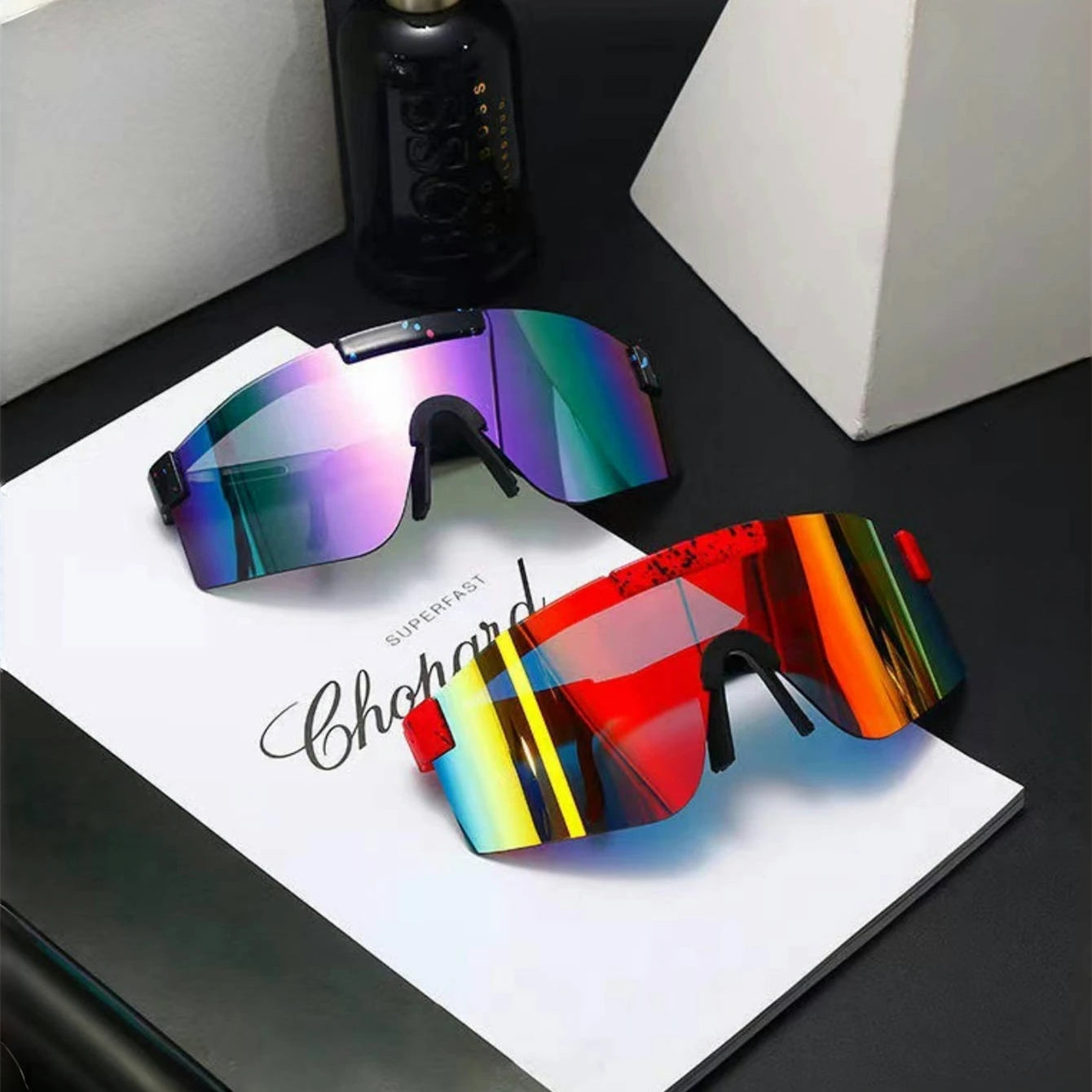 A Pair of PC Colorful Riding Glasses Fashion Mirror Outdoor Sports Goggles Cycling Windproof Riding Sunglasses New Glasses Color